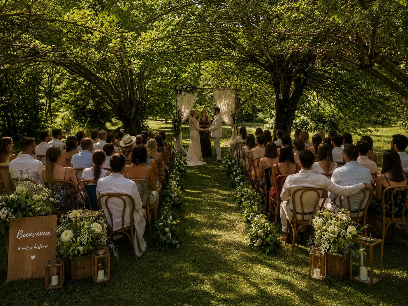 Cérémonie laïque dans le jardin du Château Pimõ