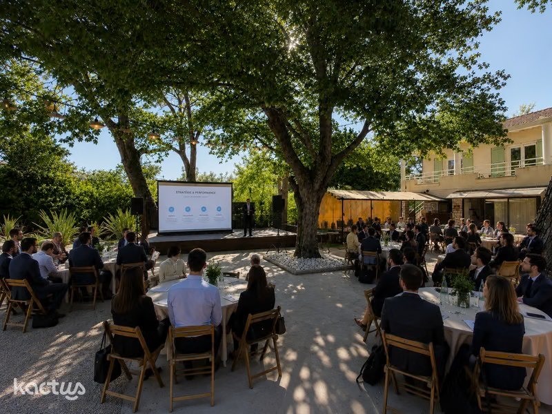 Plénière en plein air sous les grands arbres de l'Oasis du Saule
